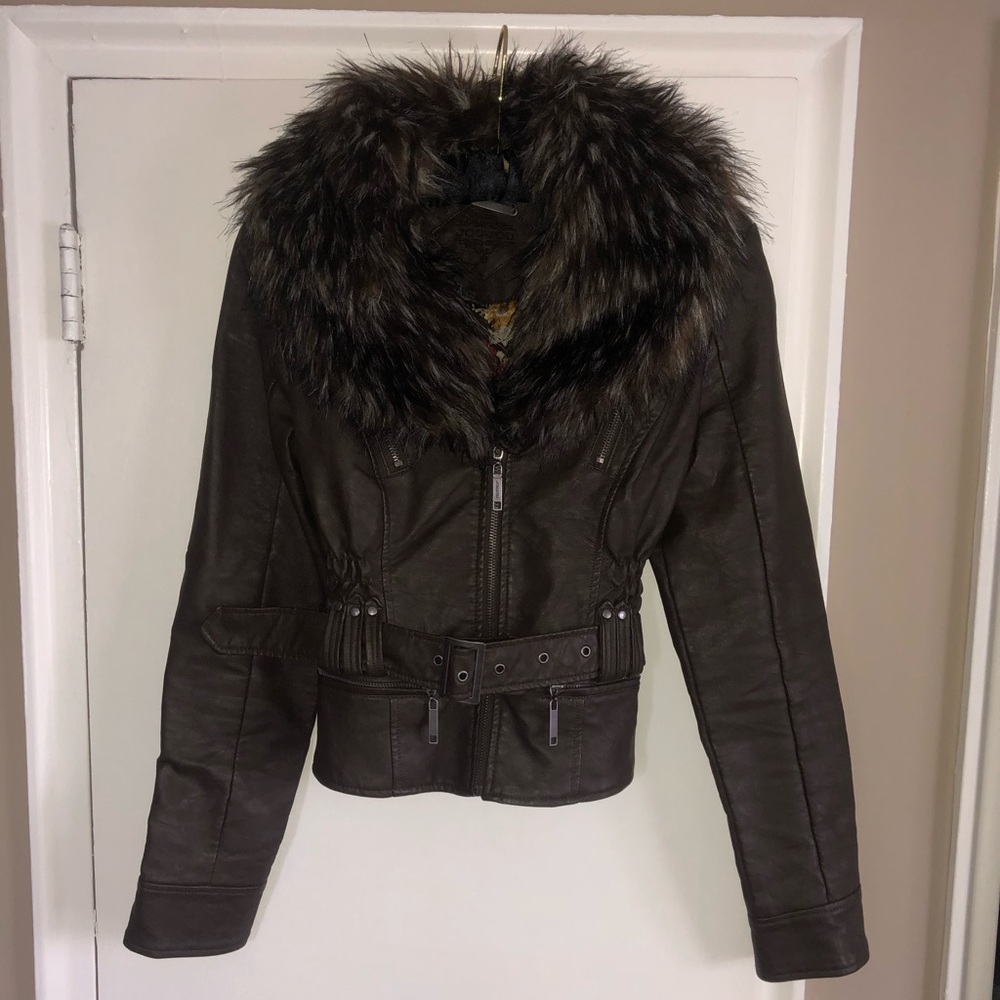 Faux Leather Crop Jacket